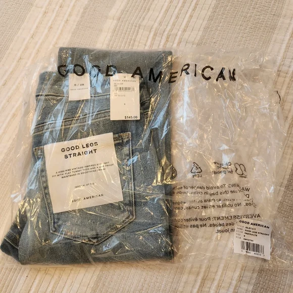 Good American Good Legs Straight Jeans in blue size 6 new with tag - Picture 14 of 17